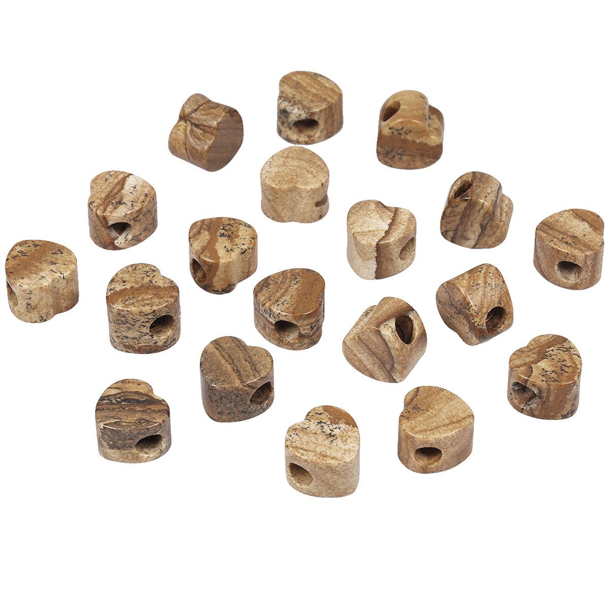 Handmade Craved Loose 14MM Heart Stone Beads for Making Jewelry Drilled Big Hole-5MM 1Pieces