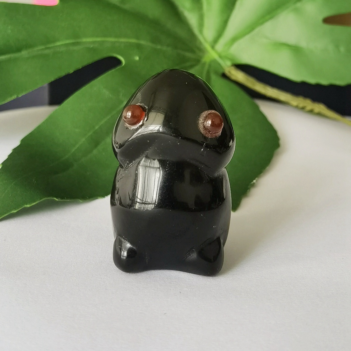 Handmade Craved Black Obsidian Gemstone Monster Pendant for Home & office Decor 25X40MM  Spirit Crystal Ghost Sculpture Figurine Ornament Healing Stone