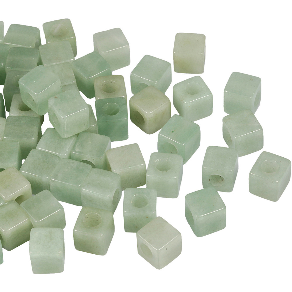 Handmade Craved Loose 10X10mM Cube Stone Beads for Making Jewelry Drilled Big Hole-5MM 1Pieces