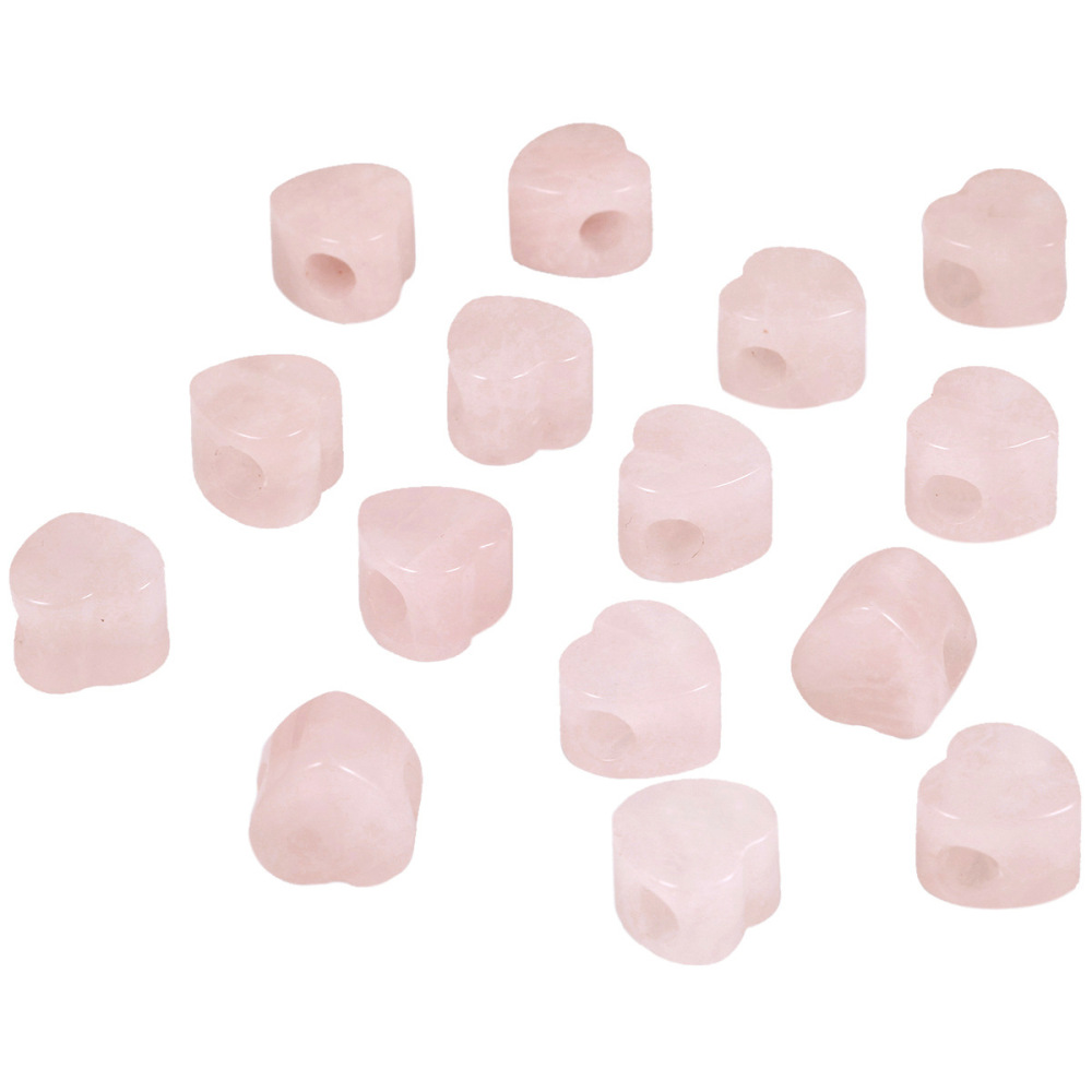 Handmade Craved Loose 14MM Heart Stone Beads for Making Jewelry Drilled Big Hole-5MM 1Pieces