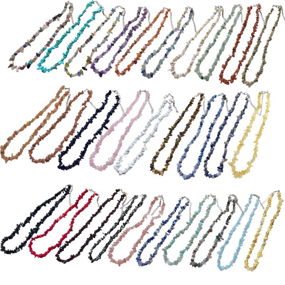 Chip Stone Beads necklaces for Women Handmade Nuggets Gemstone Choker