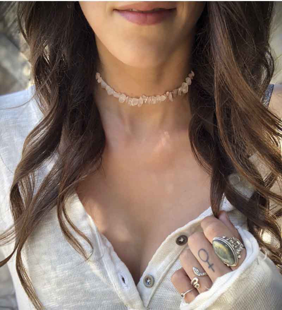 Chip Stone Beads necklaces for Women Handmade Nuggets Gemstone Choker