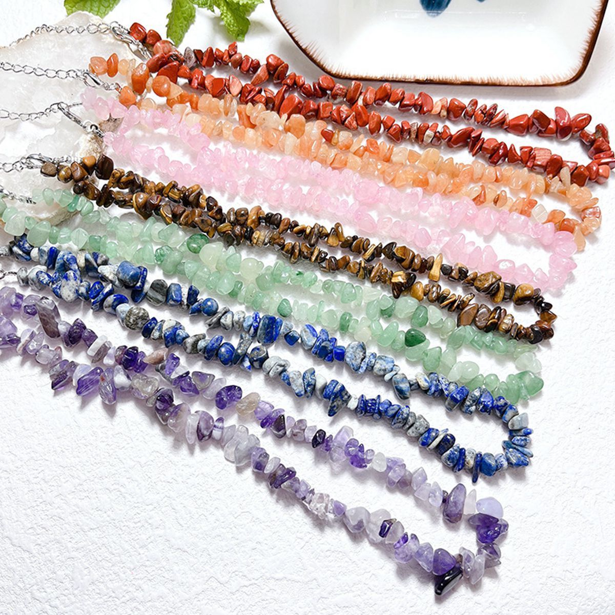 Chip Stone Beads necklaces for Women Handmade Nuggets Gemstone Choker