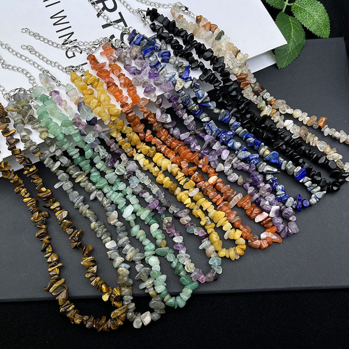 Chip Stone Beads necklaces for Women Handmade Nuggets Gemstone Choker