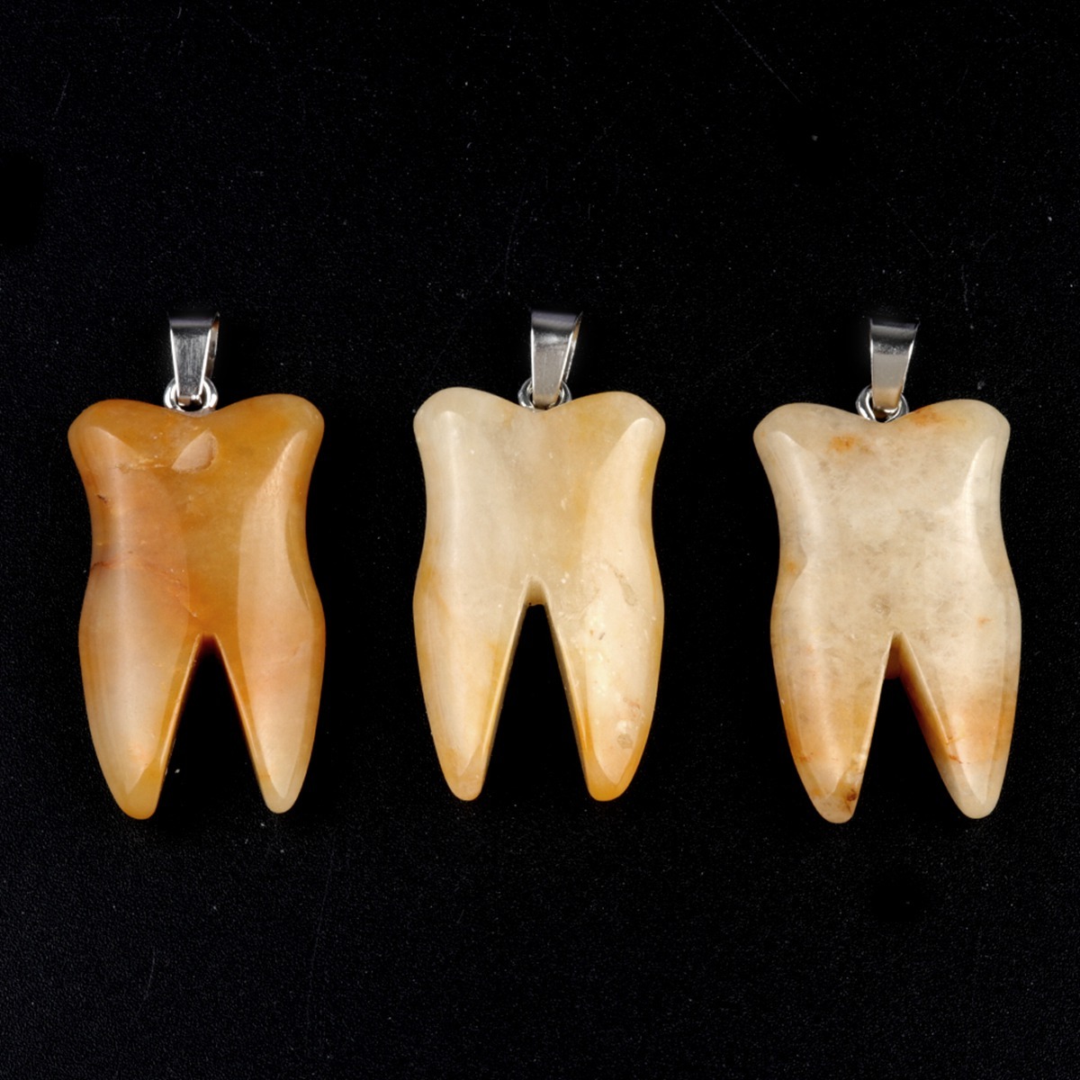 Yellow Jade Tooth Necklace for women men Handmade Craved Gemstone Teeth CrystalPendant for Making Jewelry