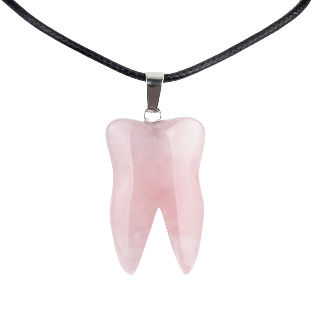 Rose Quartz Tooth Necklace for women men Handmade Craved Gemstone Teeth CrystalPendant for Making Jewelry