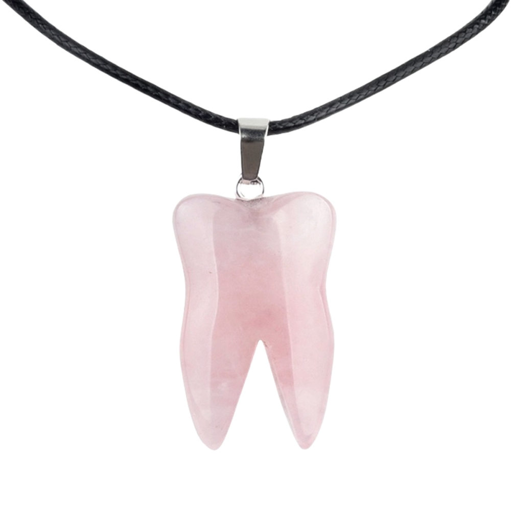 Rose Quartz Tooth Necklace for women men Handmade Craved Gemstone Teeth CrystalPendant for Making Jewelry