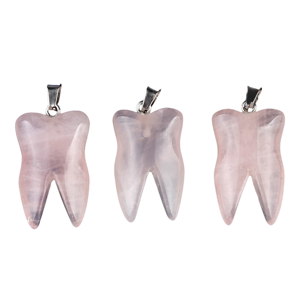 Rose Quartz Tooth Necklace for women men Handmade Craved Gemstone Teeth CrystalPendant for Making Jewelry