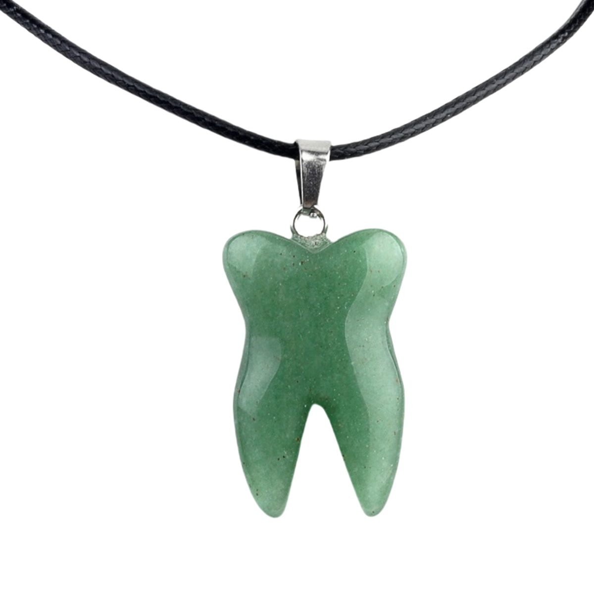 Green Aventurine Tooth Necklace for women men Handmade Craved Gemstone Teeth CrystalPendant for Making Jewelry