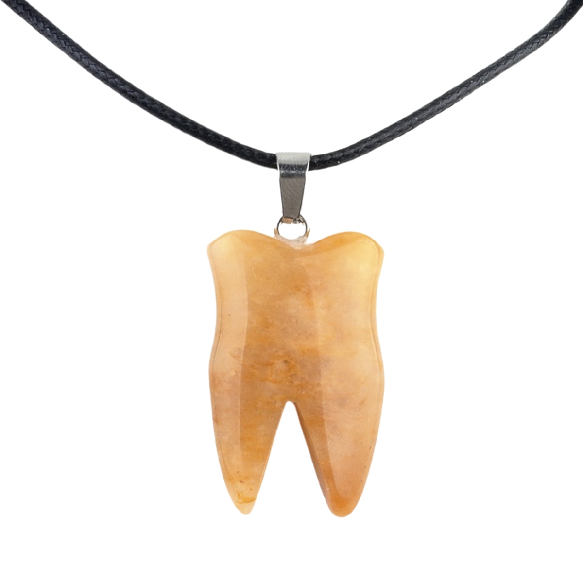 Yellow Jade Tooth Necklace for women men Handmade Craved Gemstone Teeth CrystalPendant for Making Jewelry