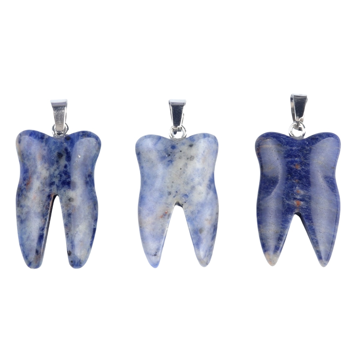 Sodalite Tooth Necklace for women men Handmade Craved Gemstone Teeth CrystalPendant for Making Jewelry