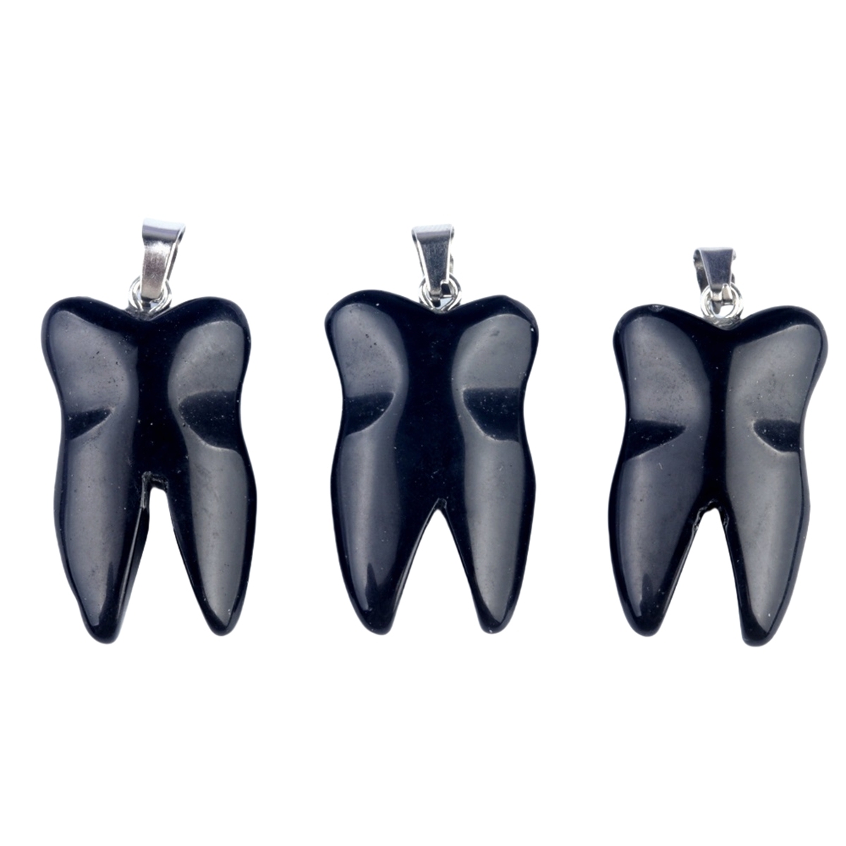 Black Obsidian Tooth Necklace for women men Handmade Craved Gemstone Teeth CrystalPendant for Making Jewelry