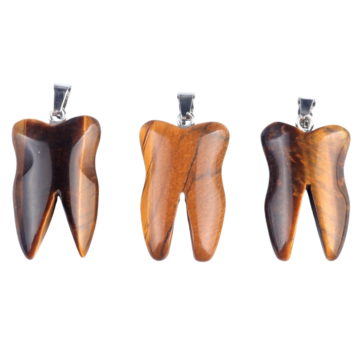 Yellow Tiger Eye Tooth Necklace for women men Handmade Craved Gemstone Teeth CrystalPendant for Making Jewelry