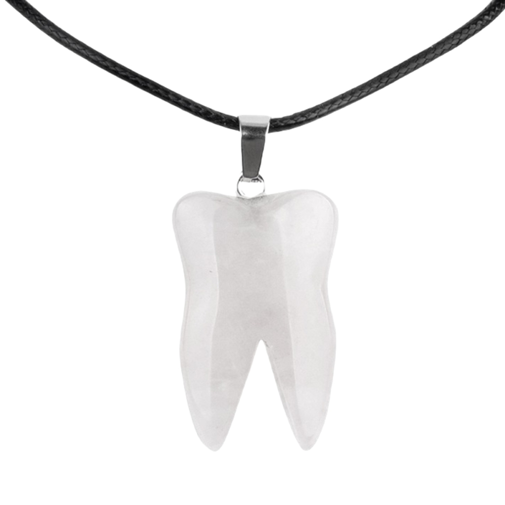 Quartz Crystal Tooth Necklace for women men Handmade Craved Gemstone Teeth CrystalPendant for Making Jewelry