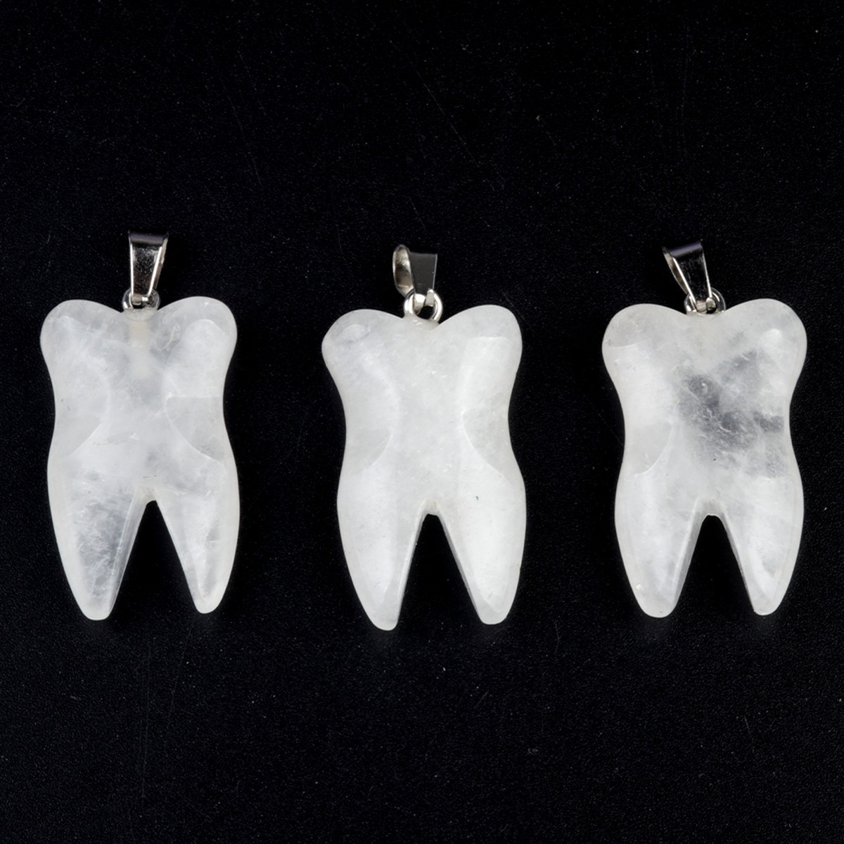 Quartz Crystal Tooth Necklace for women men Handmade Craved Gemstone Teeth CrystalPendant for Making Jewelry