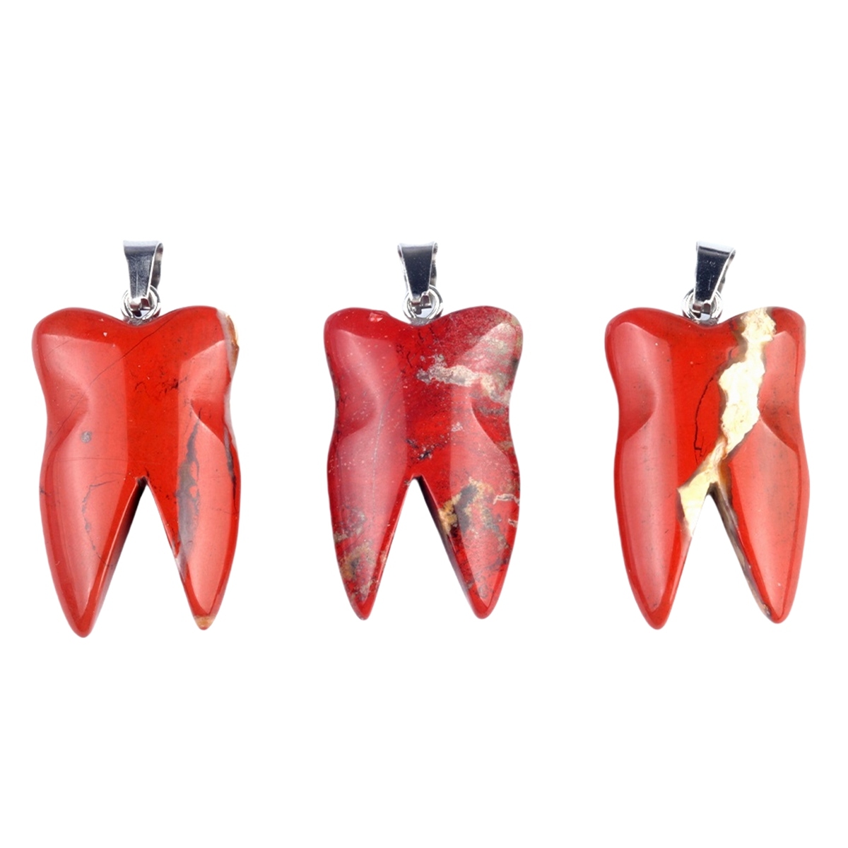Red Jasper Tooth Necklace for women men Handmade Craved Gemstone Teeth CrystalPendant for Making Jewelry