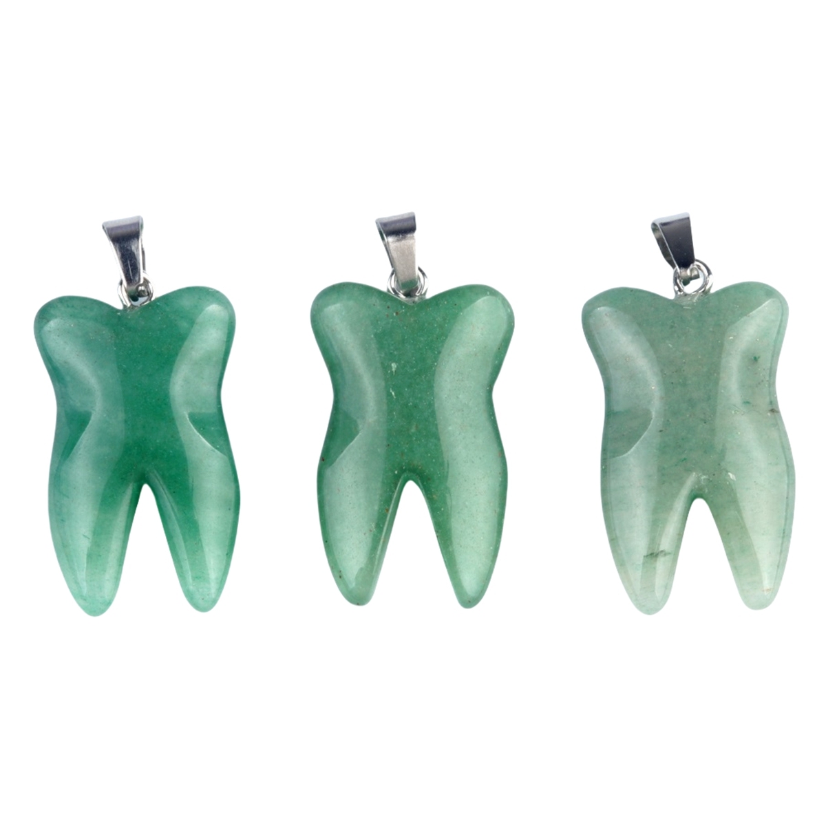Green Aventurine Tooth Necklace for women men Handmade Craved Gemstone Teeth CrystalPendant for Making Jewelry