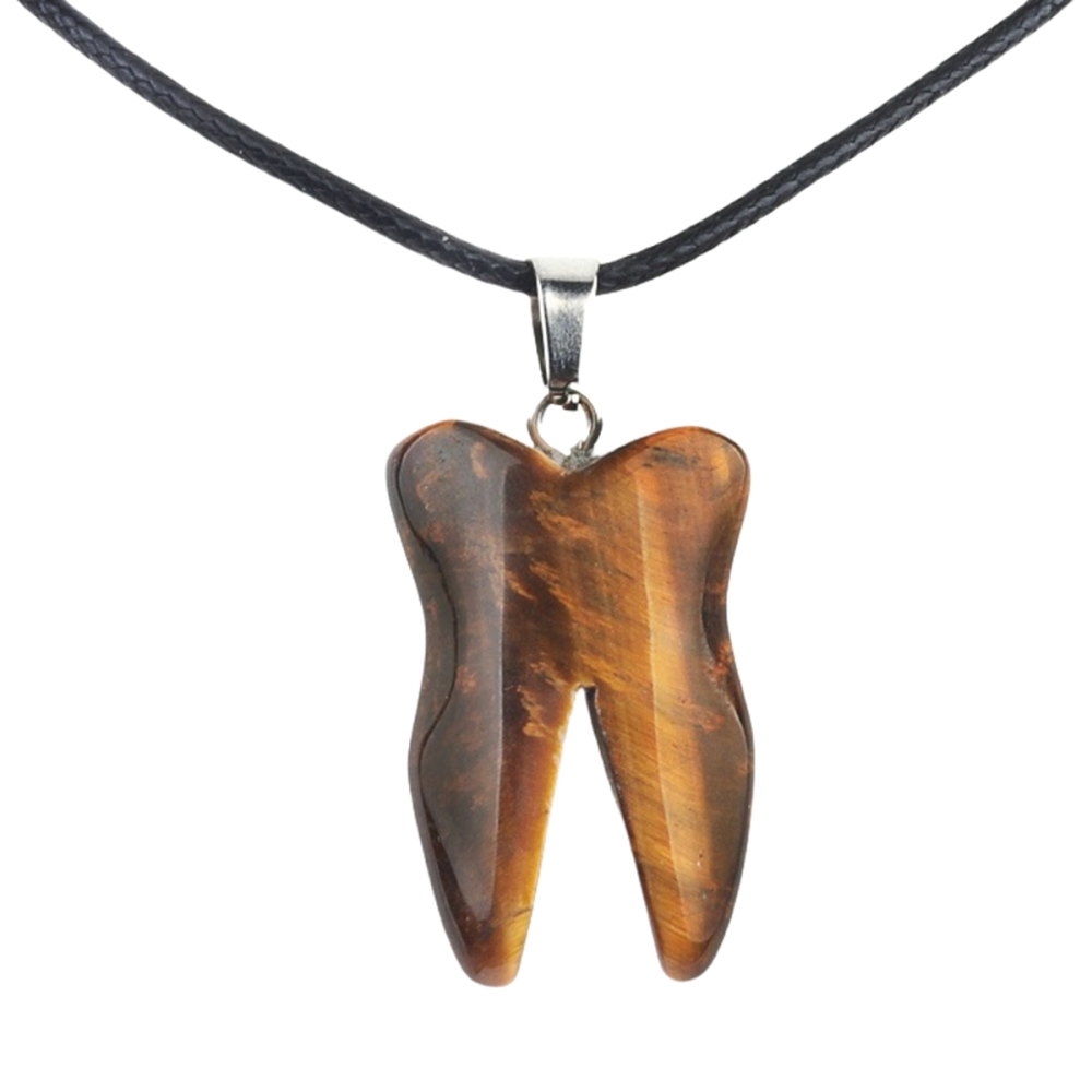 Yellow Tiger Eye Tooth Necklace for women men Handmade Craved Gemstone Teeth CrystalPendant for Making Jewelry