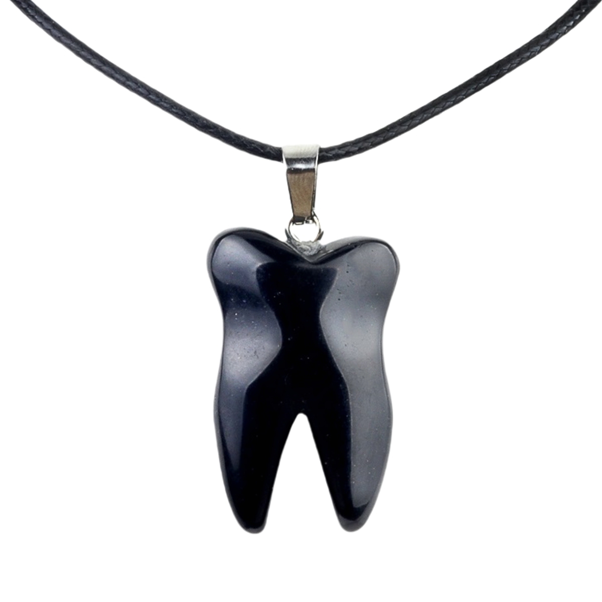 Black Obsidian Tooth Necklace for women men Handmade Craved Gemstone Teeth CrystalPendant for Making Jewelry