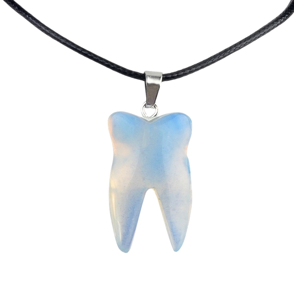 Opal Tooth Necklace for women men Handmade Craved Gemstone Teeth CrystalPendant for Making Jewelry