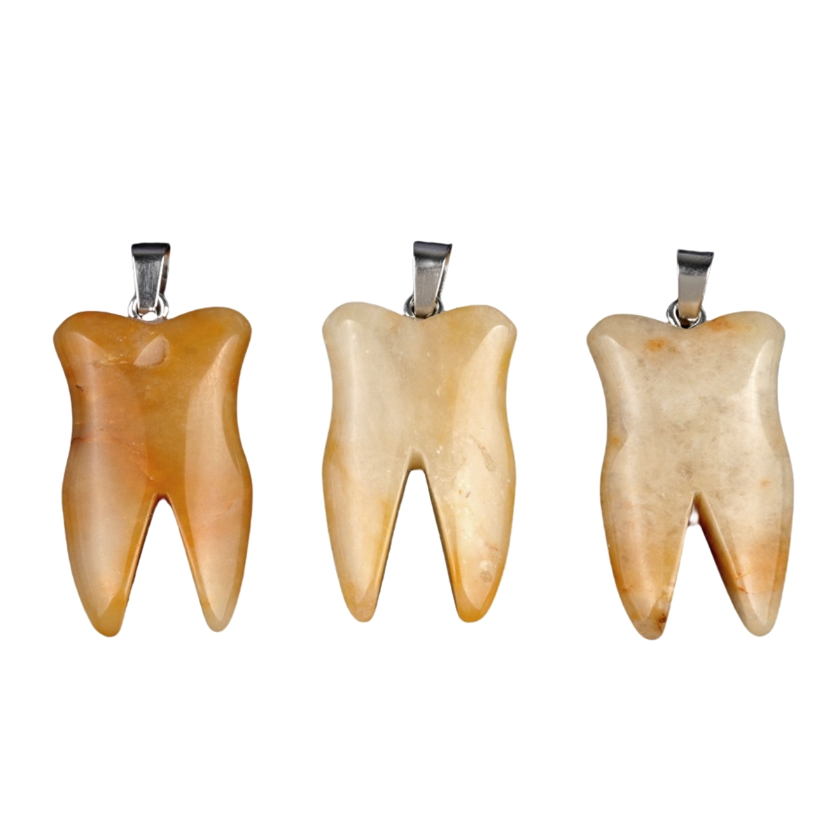 Yellow Jade Tooth Necklace for women men Handmade Craved Gemstone Teeth CrystalPendant for Making Jewelry