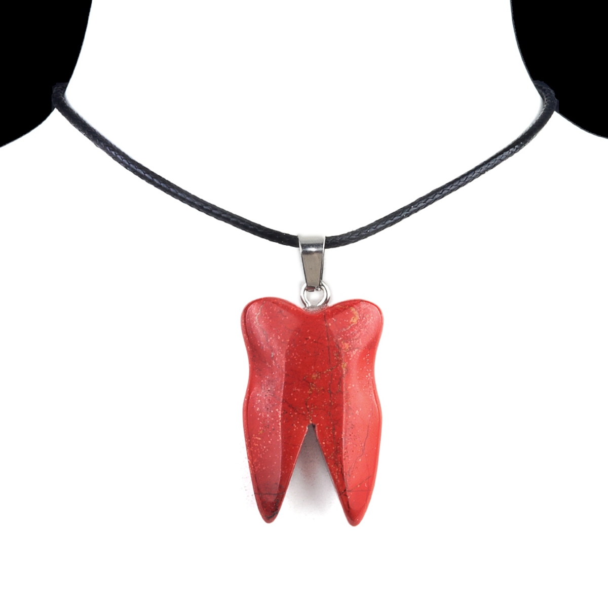 Red Jasper Tooth Necklace for women men Handmade Craved Gemstone Teeth CrystalPendant for Making Jewelry