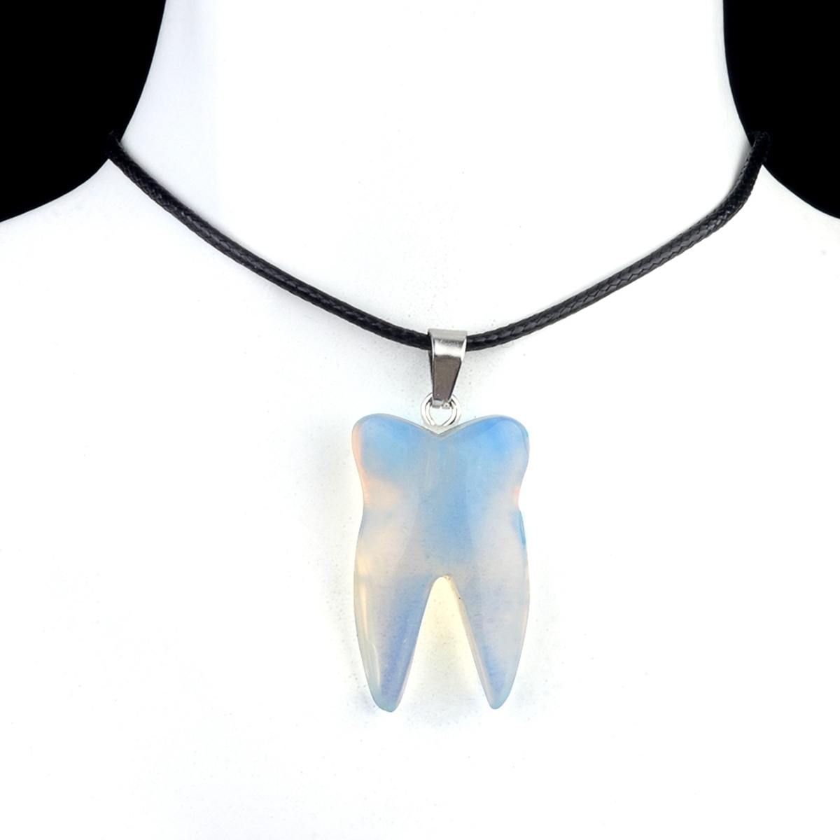 Opal Tooth Necklace for women men Handmade Craved Gemstone Teeth CrystalPendant for Making Jewelry