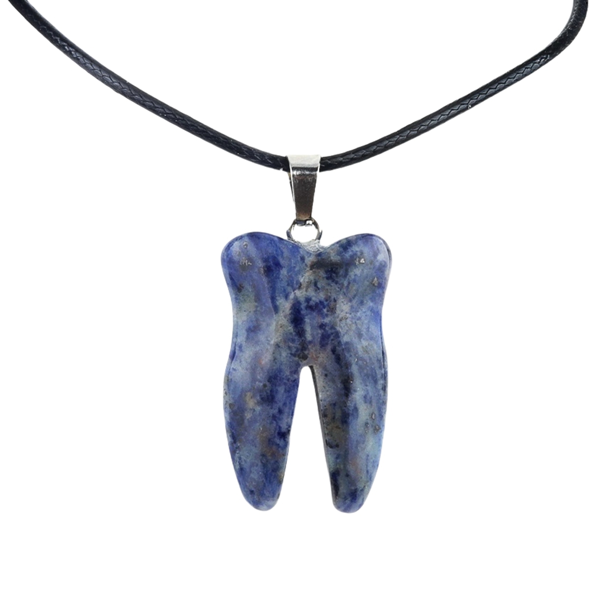 Sodalite Tooth Necklace for women men Handmade Craved Gemstone Teeth CrystalPendant for Making Jewelry