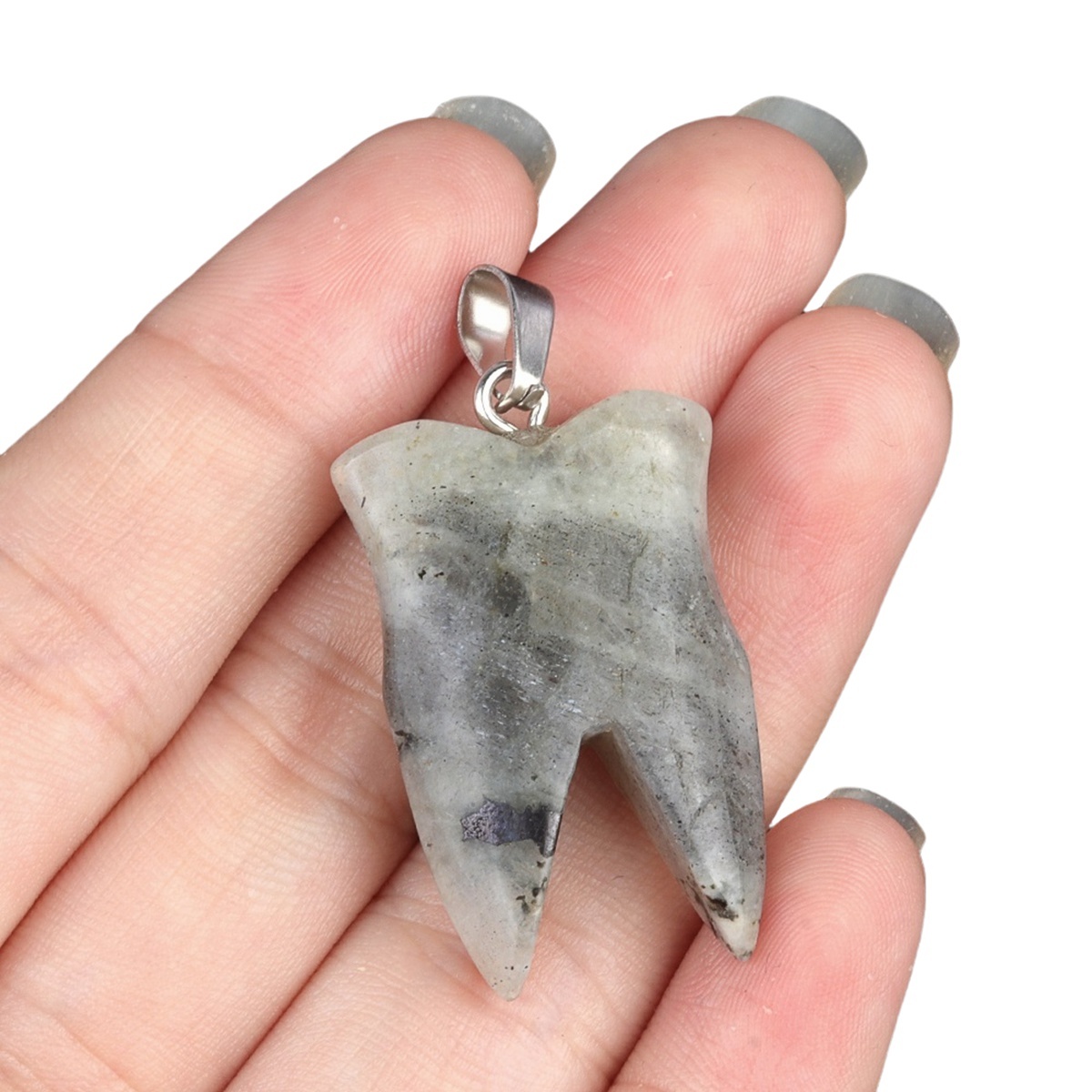 Labradorite Tooth Necklace for women men Handmade Craved Gemstone Teeth CrystalPendant for Making Jewelry