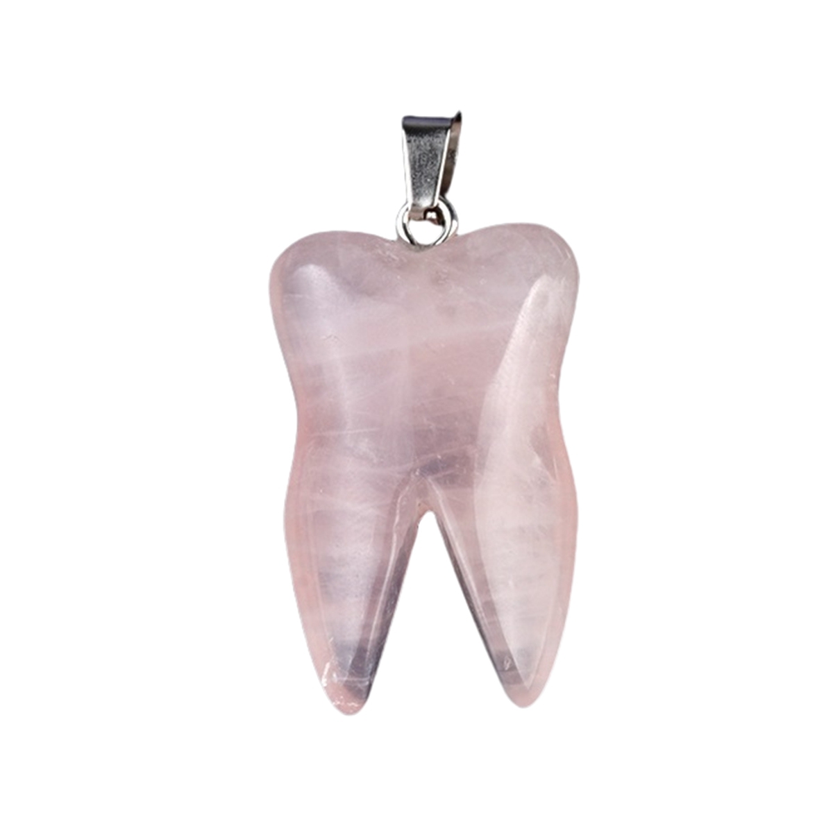 Rose Quartz Tooth Necklace for women men Handmade Craved Gemstone Teeth CrystalPendant for Making Jewelry