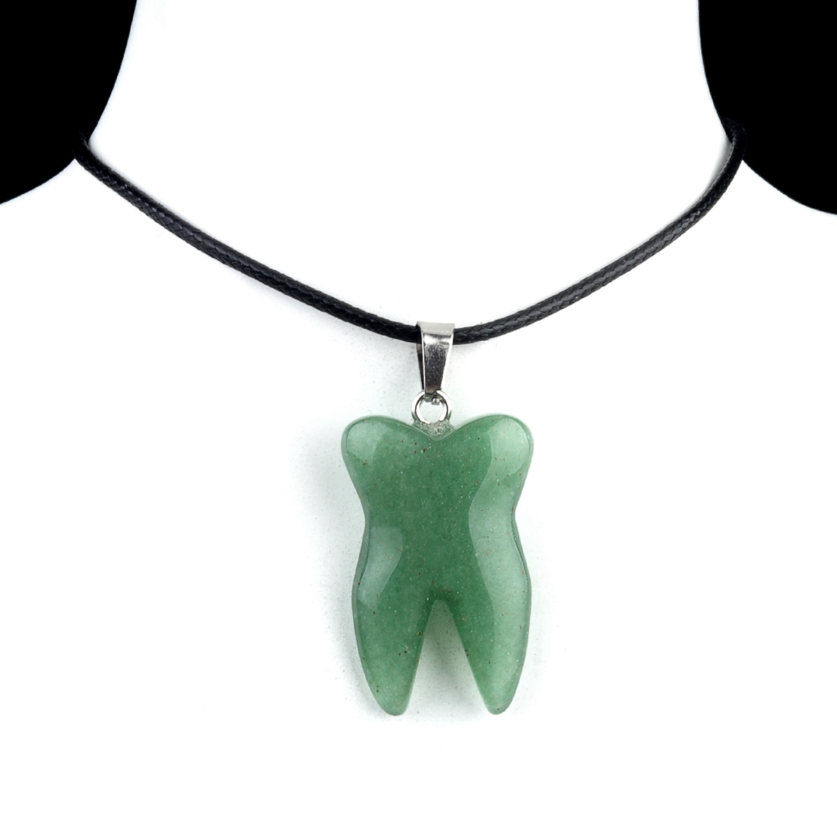 Green Aventurine Tooth Necklace for women men Handmade Craved Gemstone Teeth CrystalPendant for Making Jewelry