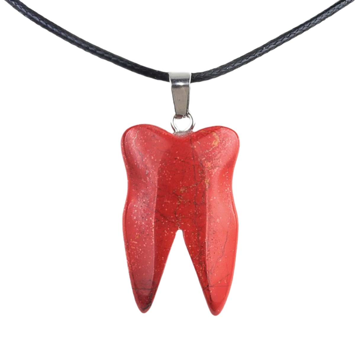 Red Jasper Tooth Necklace for women men Handmade Craved Gemstone Teeth CrystalPendant for Making Jewelry
