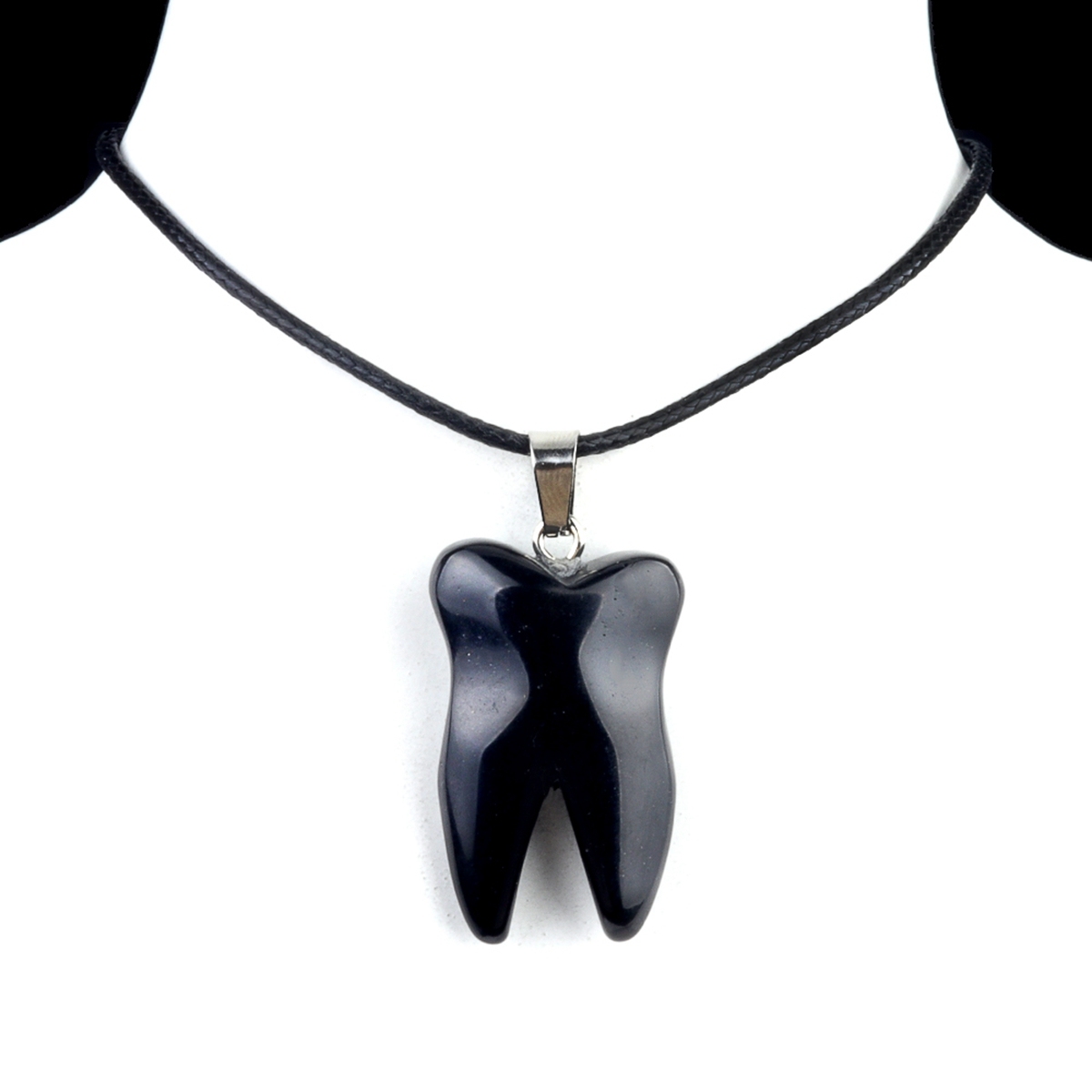 Black Obsidian Tooth Necklace for women men Handmade Craved Gemstone Teeth CrystalPendant for Making Jewelry
