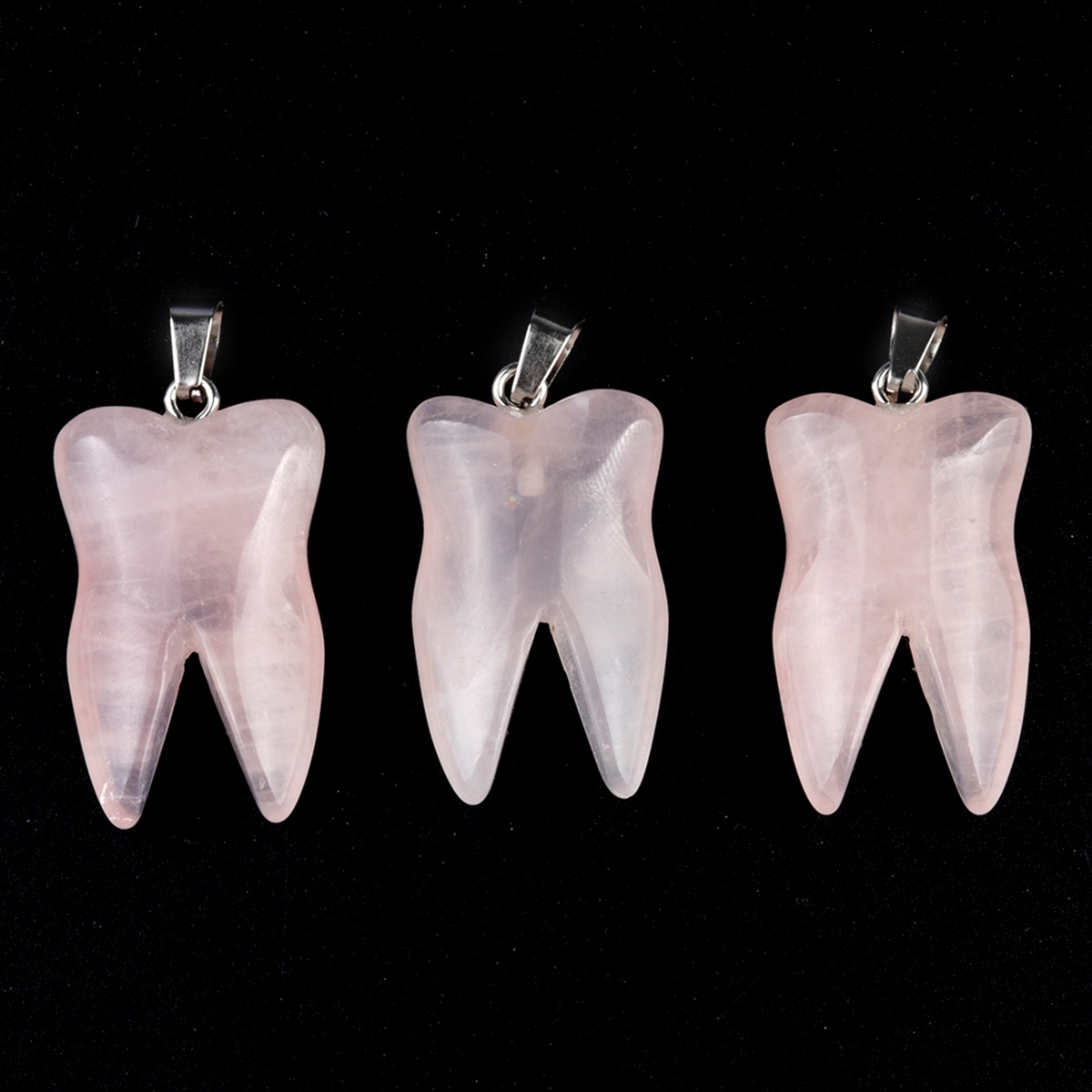 Rose Quartz Tooth Necklace for women men Handmade Craved Gemstone Teeth CrystalPendant for Making Jewelry