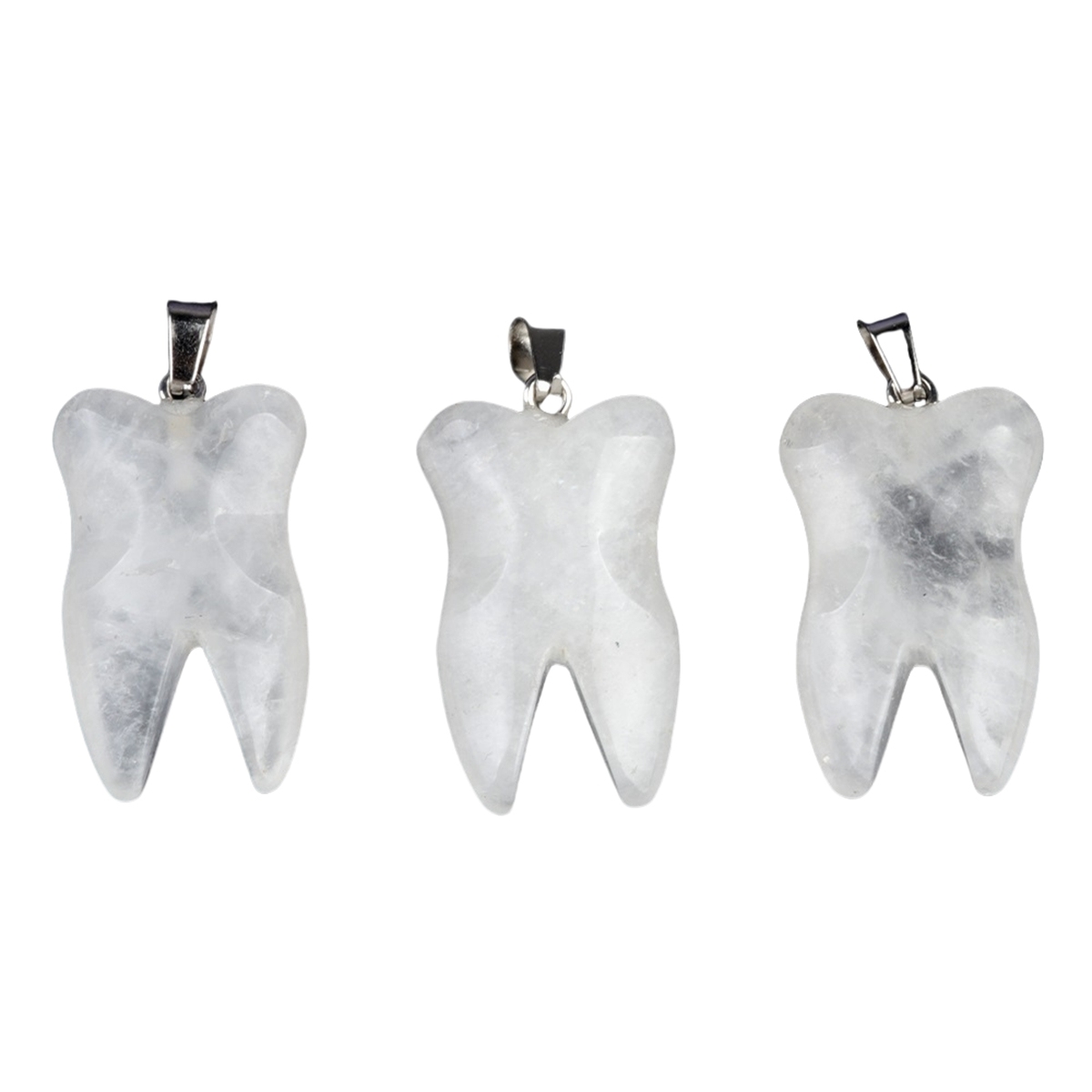 Quartz Crystal Tooth Necklace for women men Handmade Craved Gemstone Teeth CrystalPendant for Making Jewelry