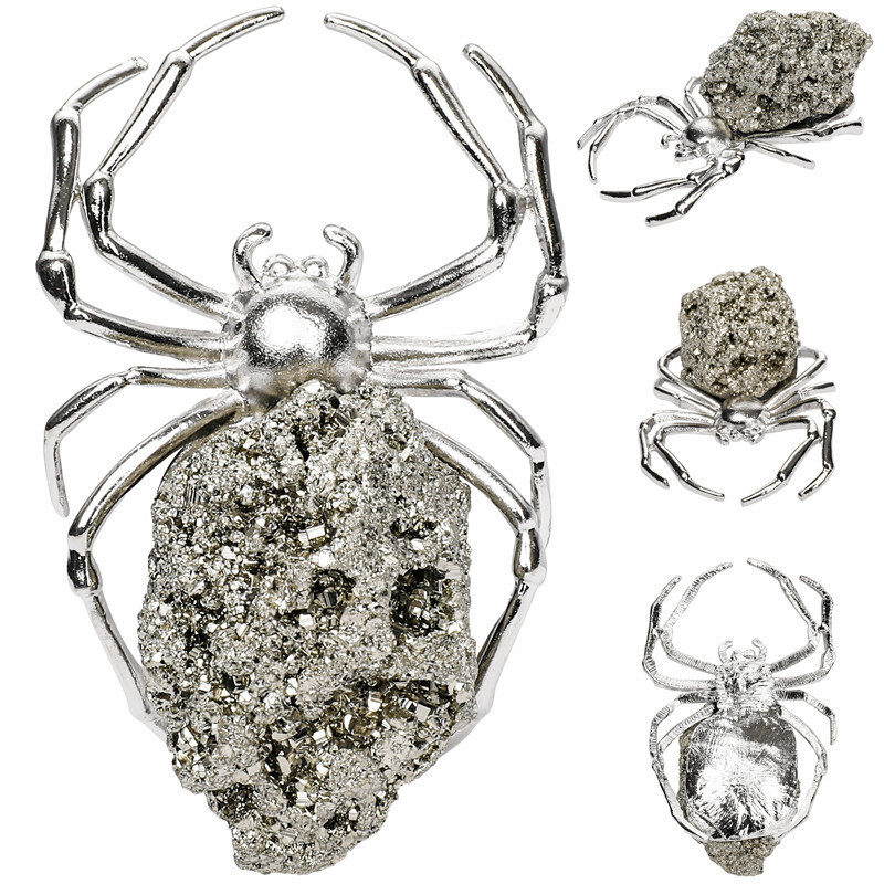 Druzy Crystal Spider Miniature Figurines Animals Ornament Home Decoration