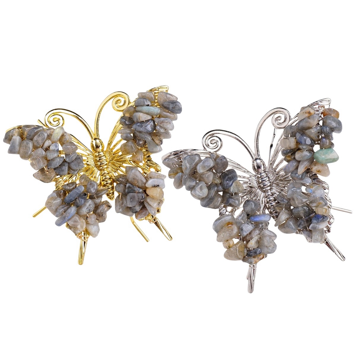 Butterfly Gemstone Decor for Office Table Home Chip Stone  Animal Ornament Decoration