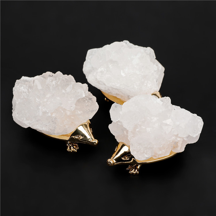 Druzy Crystal Hedgehog Miniature Figurines Animals Ornament Home Decoration