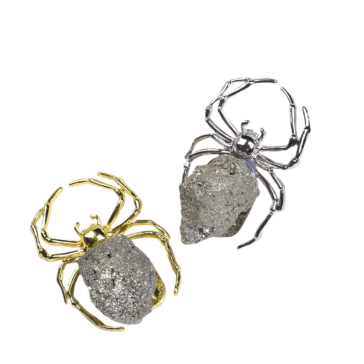 Druzy Pyrite Spider Miniature Figurines Animals Ornament Home Decoration
