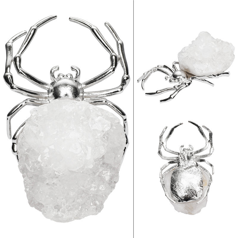 Druzy Crystal Spider Miniature Figurines Animals Ornament Home Decoration