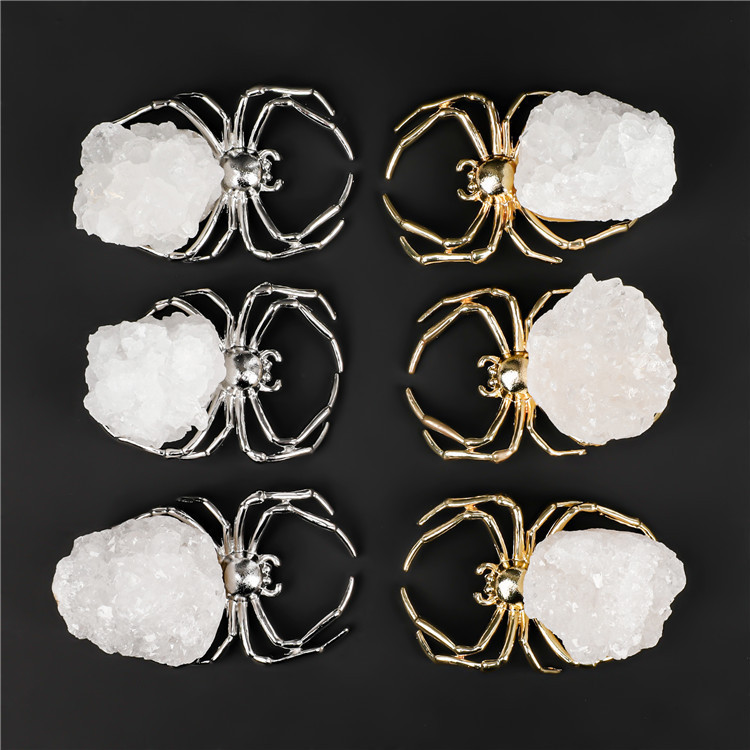 Druzy Crystal Spider Miniature Figurines Animals Ornament Home Decoration
