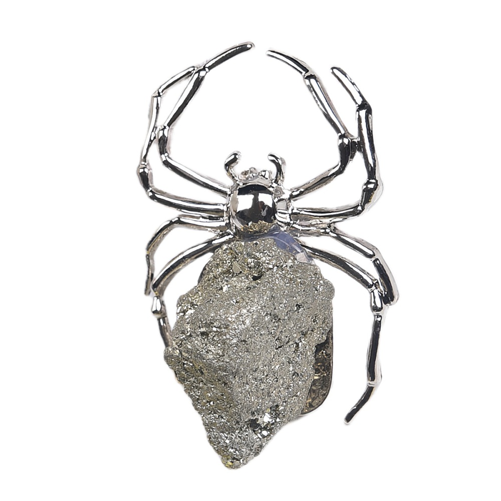 Druzy Pyrite Spider Miniature Figurines Animals Ornament Home Decoration