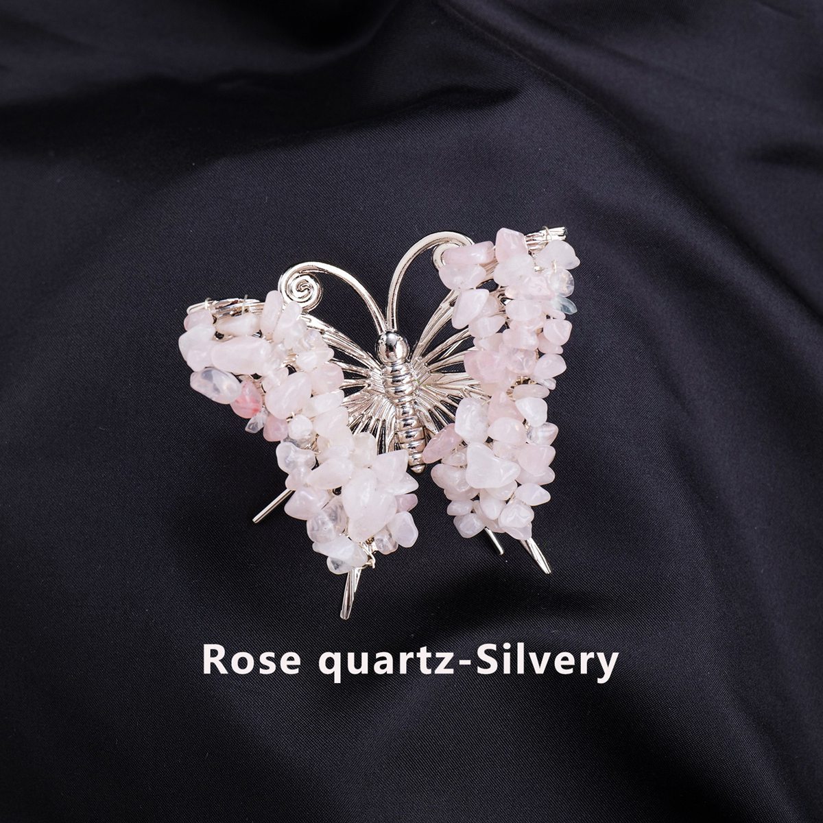 Rose Quartz Butterfly Gemstone Decor for Office Table Home Chip Stone  Animal Ornament Decoration