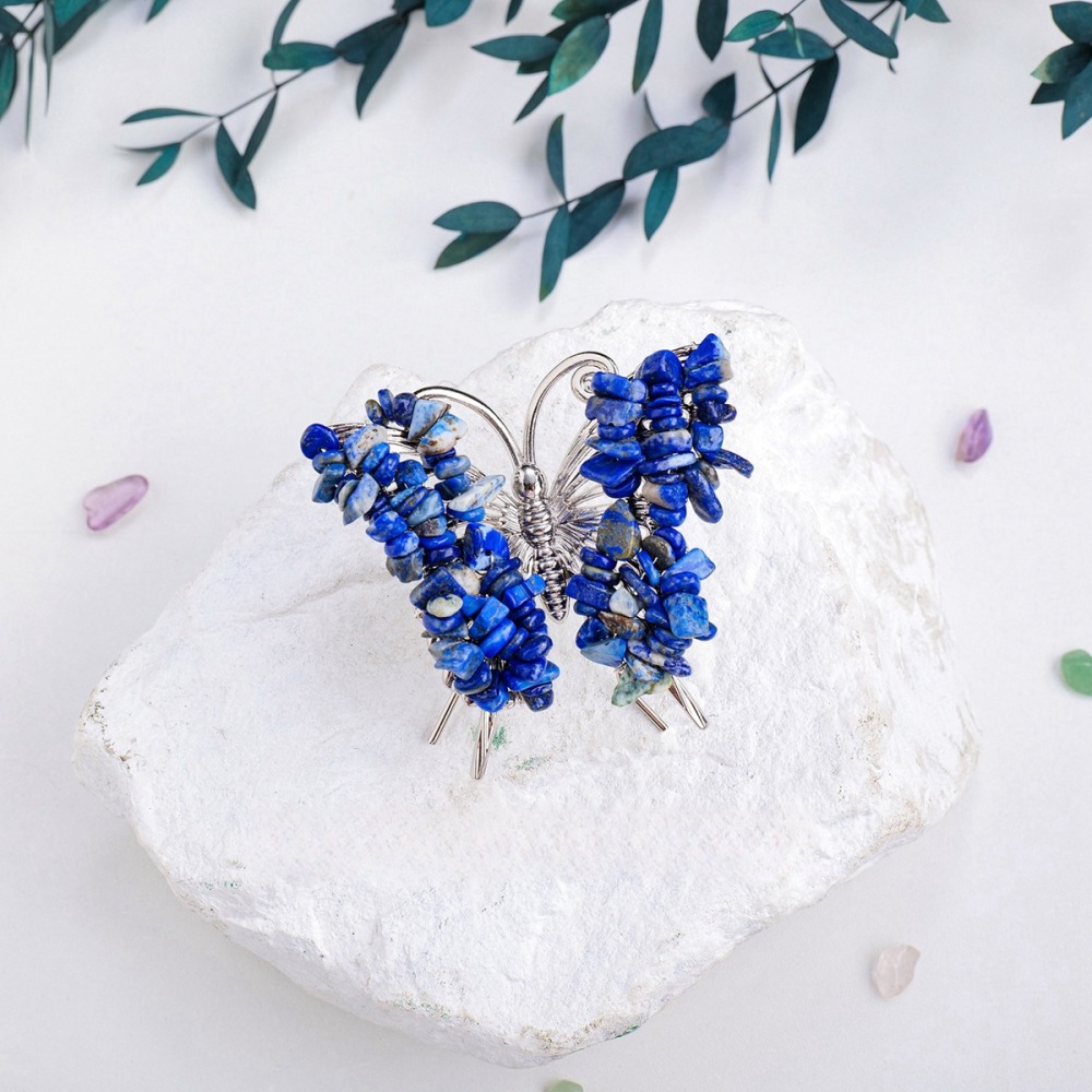 Butterfly Gemstone Decor for Office Table Home Chip Stone  Animal Ornament Decoration