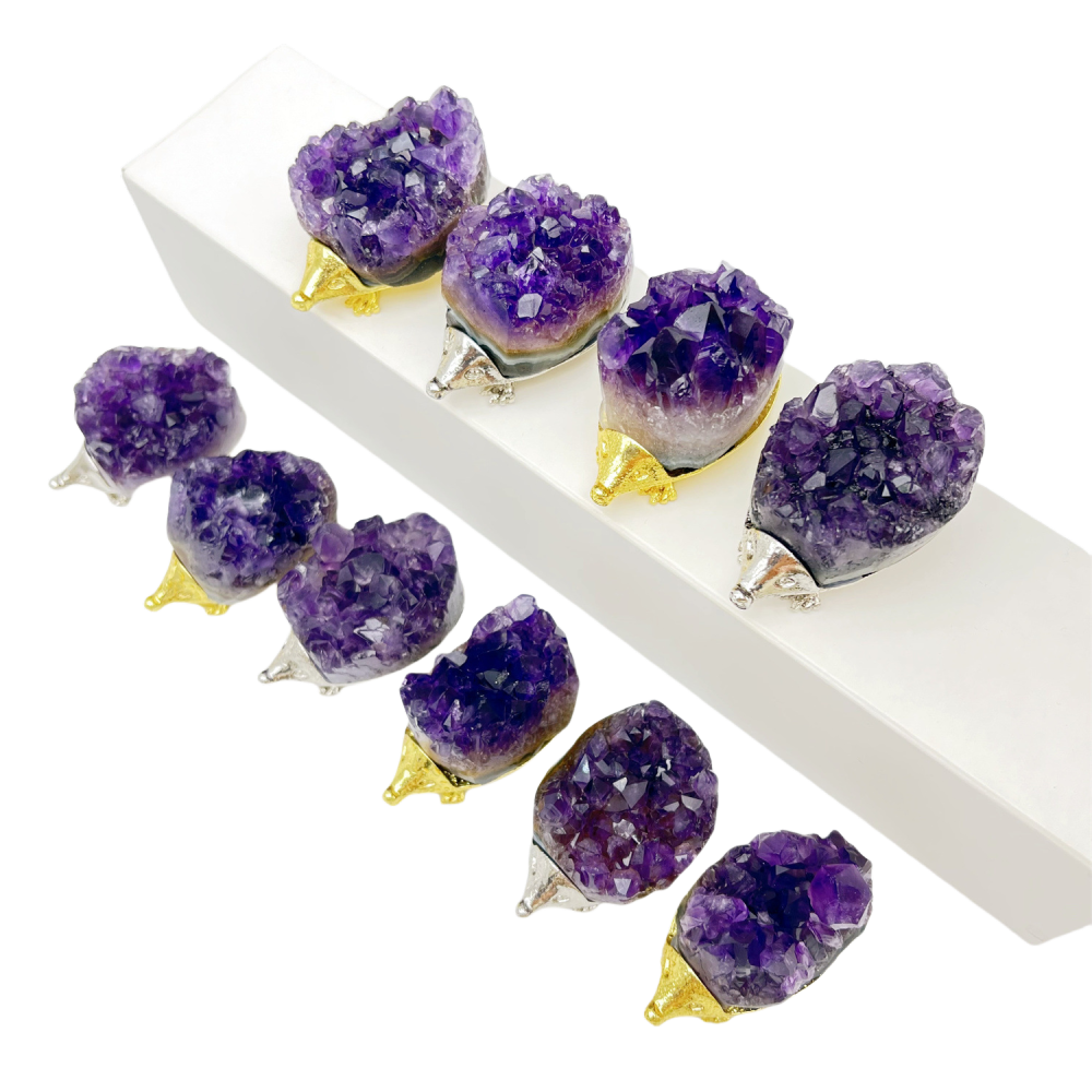 Druzy Crystal Hedgehog Miniature Figurines Animals Ornament Home Decoration