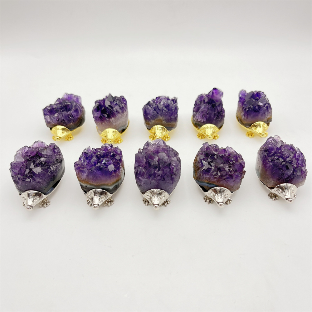 Druzy Crystal Hedgehog Miniature Figurines Animals Ornament Home Decoration