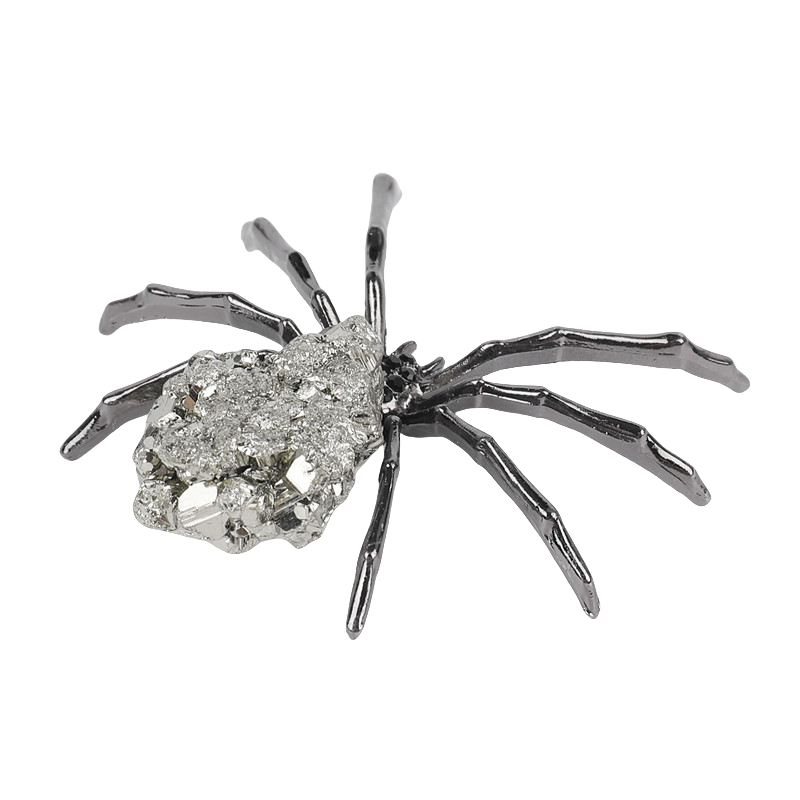 Druzy Pyrite Spider Miniature Figurines Animals Ornament Home Decoration
