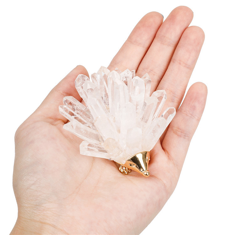 Kyanite Cluster Hedgehog Miniature Figurines Animals Ornament Home Decoration