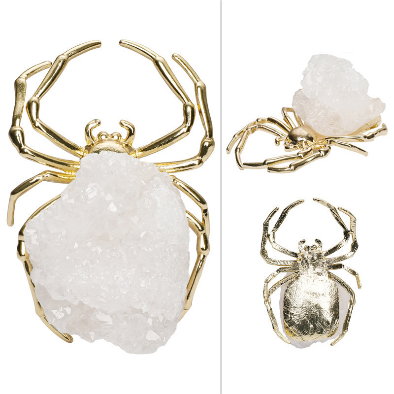 Druzy Crystal Spider Miniature Figurines Animals Ornament Home Decoration