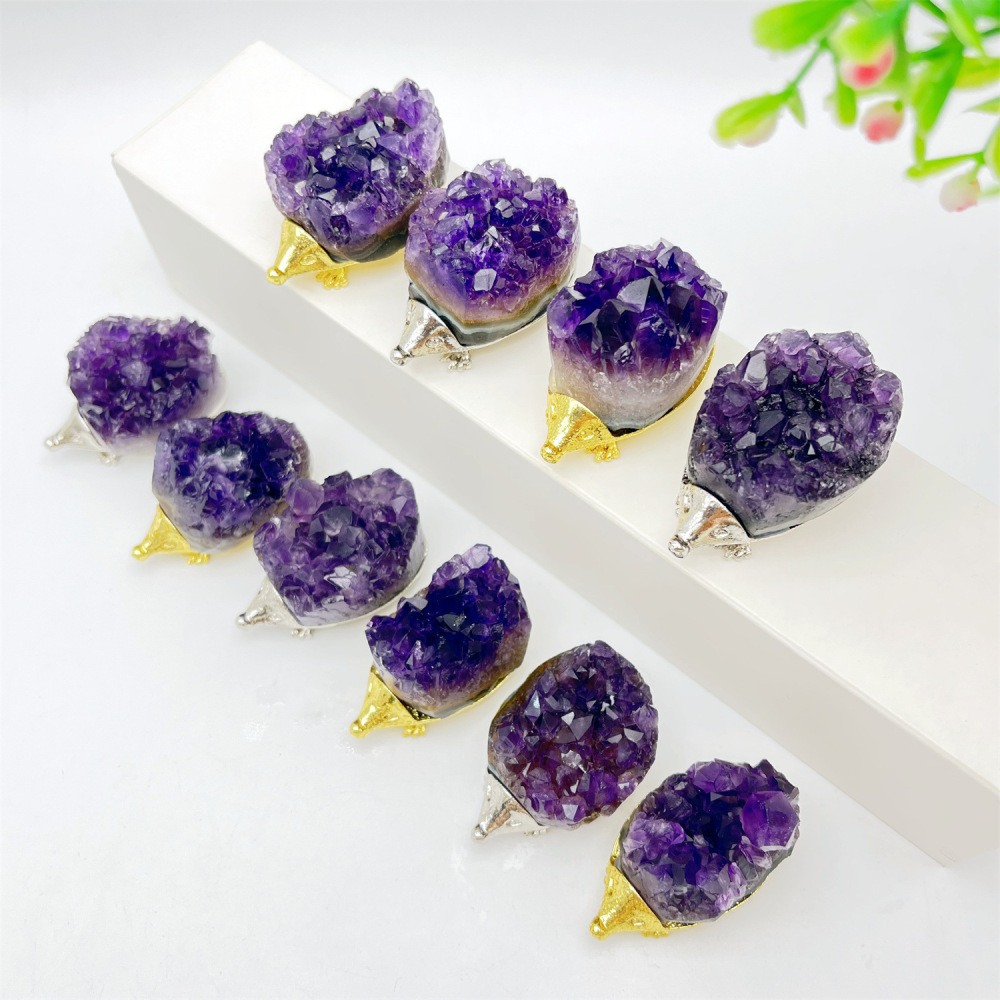 Druzy Crystal Hedgehog Miniature Figurines Animals Ornament Home Decoration